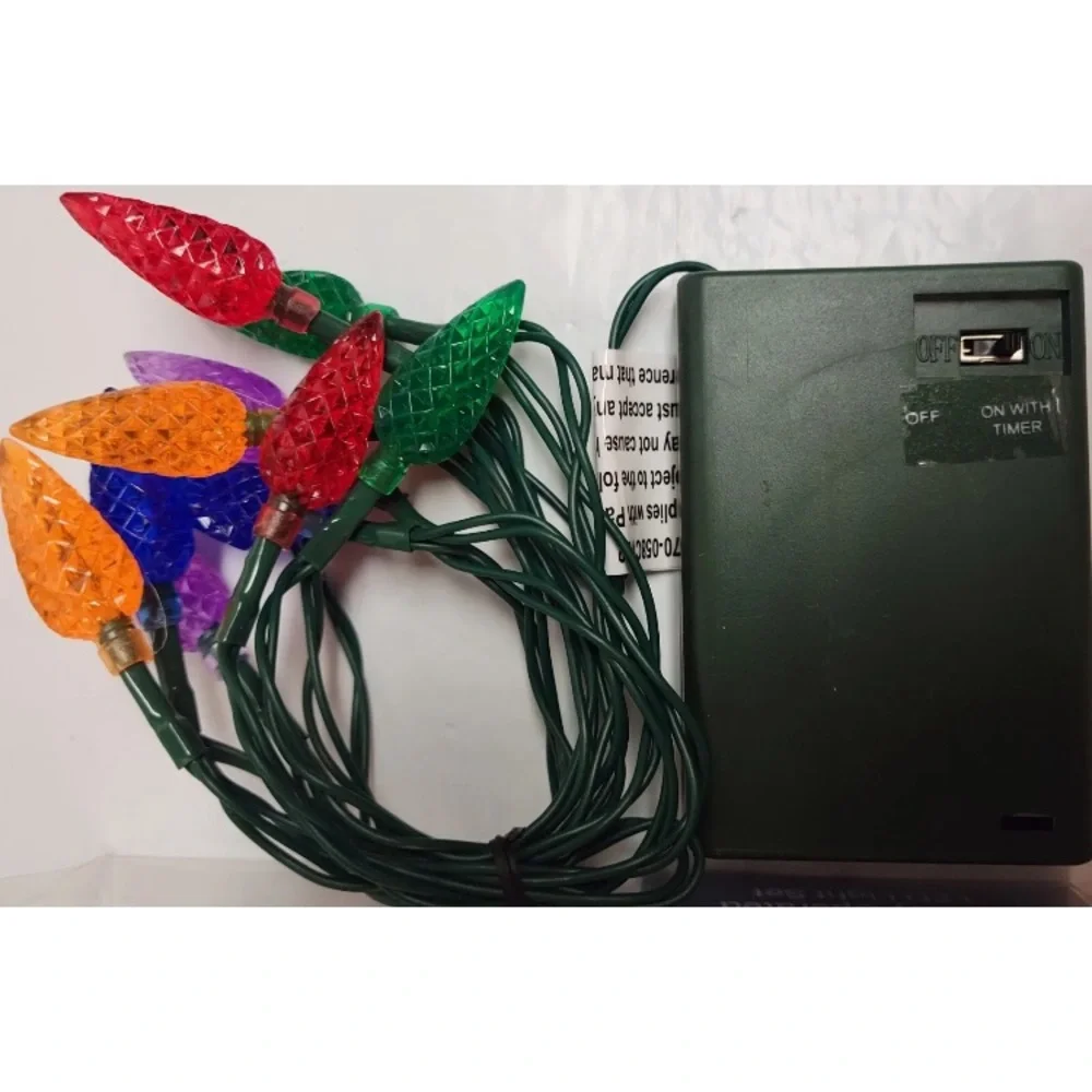 Merry Brite 10ct Battery LED Holiday Light Set 3 Ft Multi Color Lot Of 2 Faceted